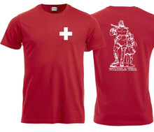 Load image into Gallery viewer, T-Shirt Rot mit Wilhelm Tell und Schweizrerkreuz
