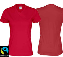 Lade das Bild in den Galerie-Viewer, Damen T-Shirt V-ausschnitt Rot
