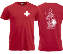 Carica l&#39;immagine nel visualizzatore di Gallery, T-Shirt Rot, Schweizerkreuz klein Brust und Rücken
