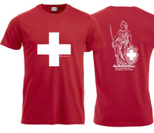 Carica l&#39;immagine nel visualizzatore di Gallery, T-Shirt Rot, Schweizerkreuz Brust und Rücken
