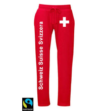 Load image into Gallery viewer, Fairtrade Trainerhose mit Schweizerkreuz und Text Schweiz suisse Svizerra
