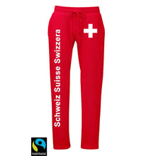 Load image into Gallery viewer, Fairtrade Damen Trainerhose mit Schweizerkreuz und Text 
