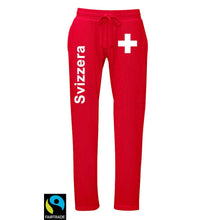 Load image into Gallery viewer, Fairtrade Trainerhose mit Schweizerkreuz und Text Svizzera
