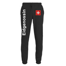 Load image into Gallery viewer, Trainer pants unisex with waistband Swiss cross Black Edition
