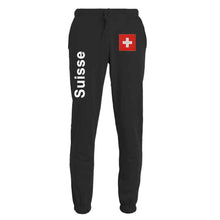 Load image into Gallery viewer, Trainer pants unisex with waistband Swiss cross Black Edition
