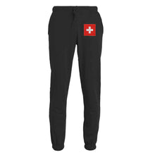 Load image into Gallery viewer, Trainer pants unisex with waistband Swiss cross Black Edition
