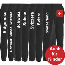 Load image into Gallery viewer, Trainer pants unisex with waistband Swiss cross Black Edition
