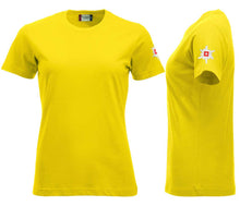 Load image into Gallery viewer, Premium T-Shirt Women Zitrone, Logo ärmel
