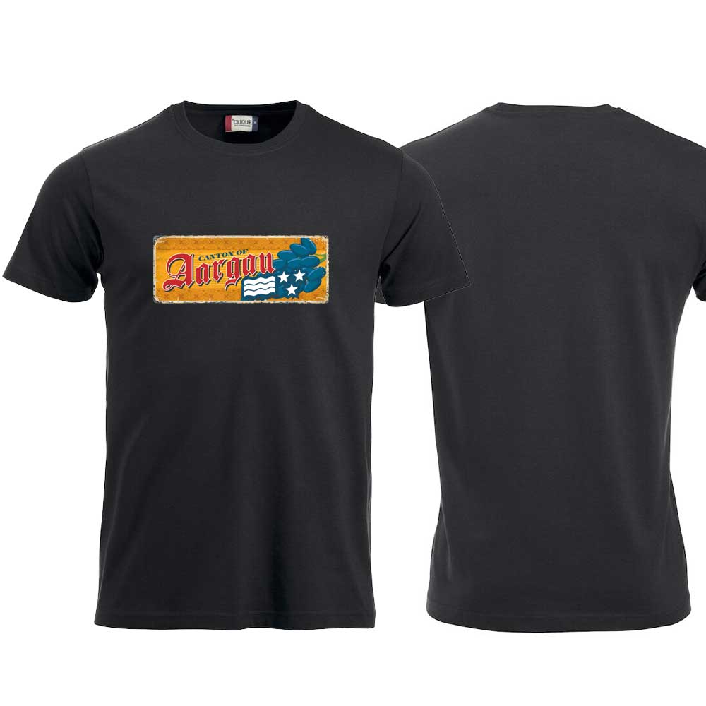 T-Shirt Schwarz, Aargau Wappen / Schild