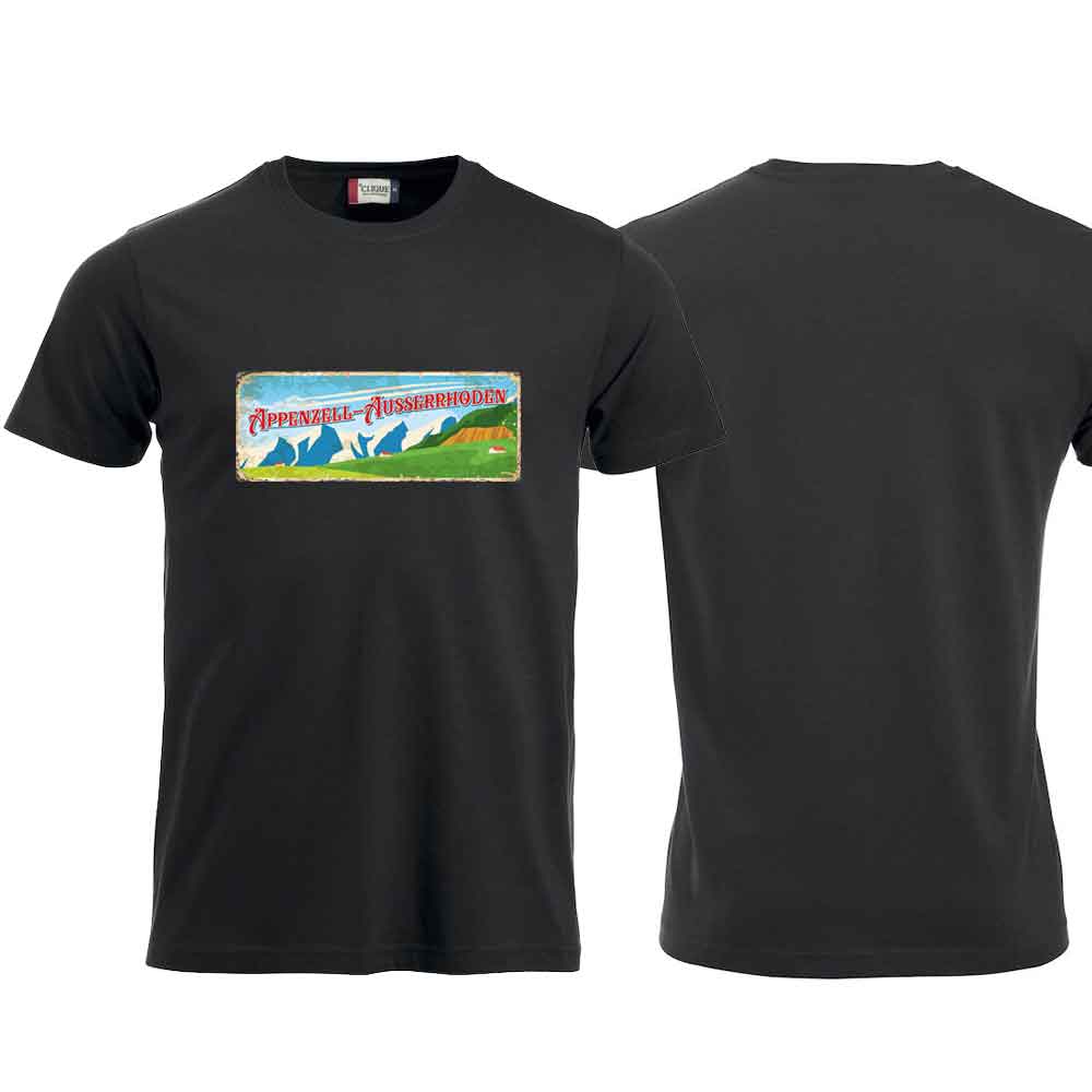 T-Shirt Schwarz, Appenzell Ausserrhoden Wappen / Schild