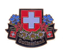 Load image into Gallery viewer, Pin Switzerland Wappen mit Blumen
