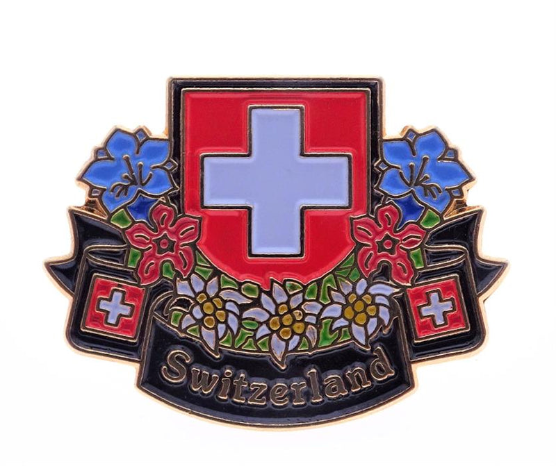 Pin Switzerland Wappen mit Blumen